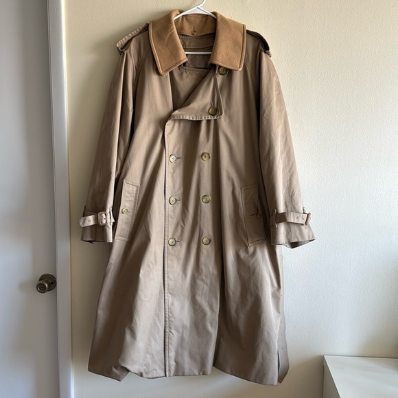 Vintage Burberry Tan Nova Check Plaid Lined Double Breasted Tie Trench Coat - Picture 2 of 16
